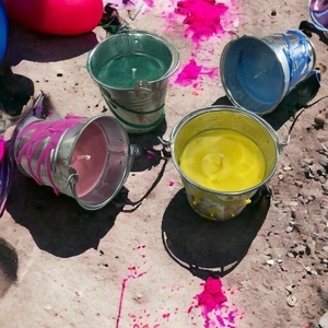 Tin bucket candle