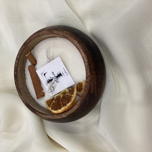 wooden bowl candle
