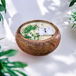 wooden bowl candle