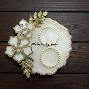 Handcrafted Resin Silver & Gold Coin Platter