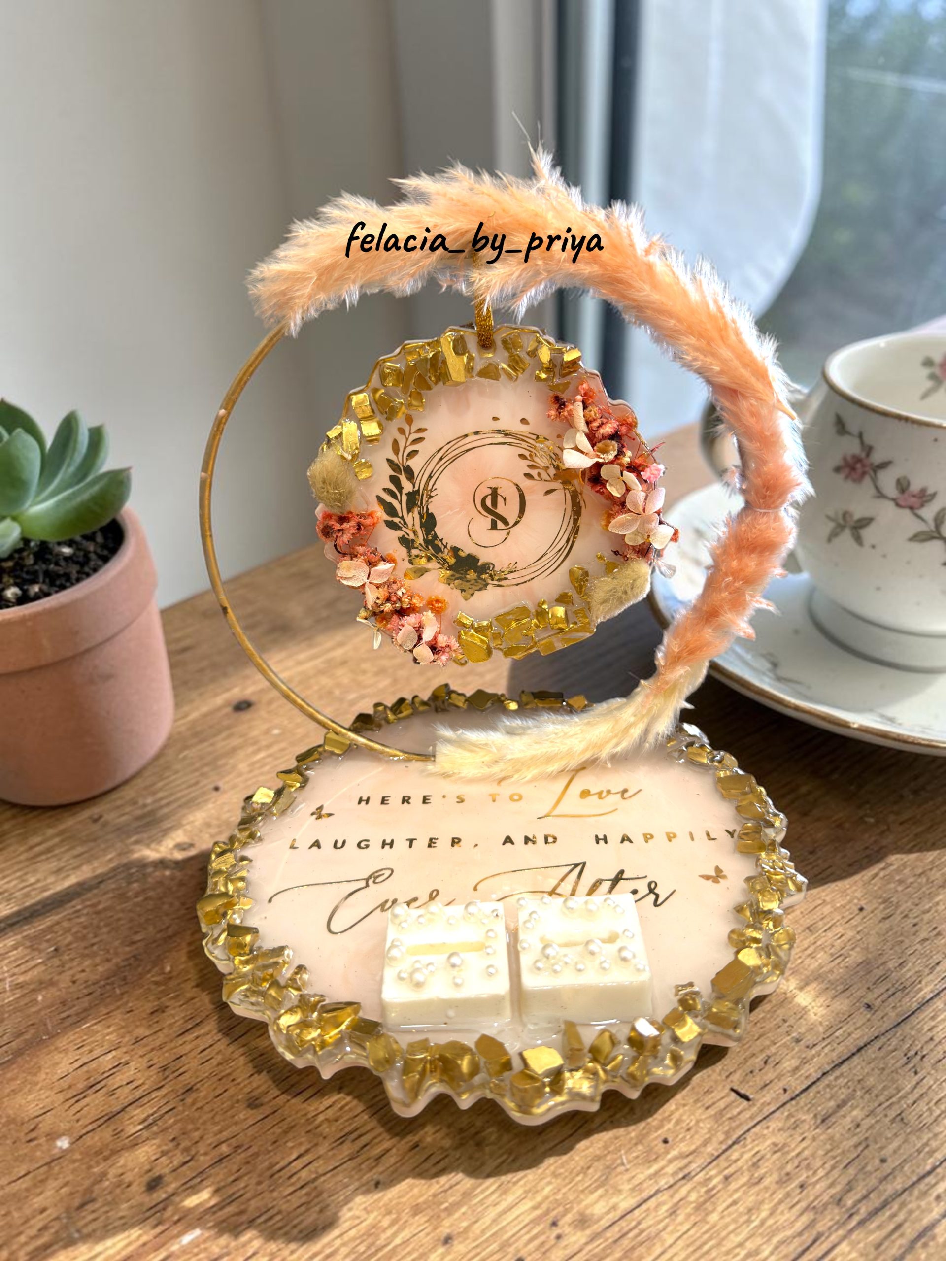Handcrafted Resin Engagement Platter (8") 1 Handcrafted Resin Engagement Platter