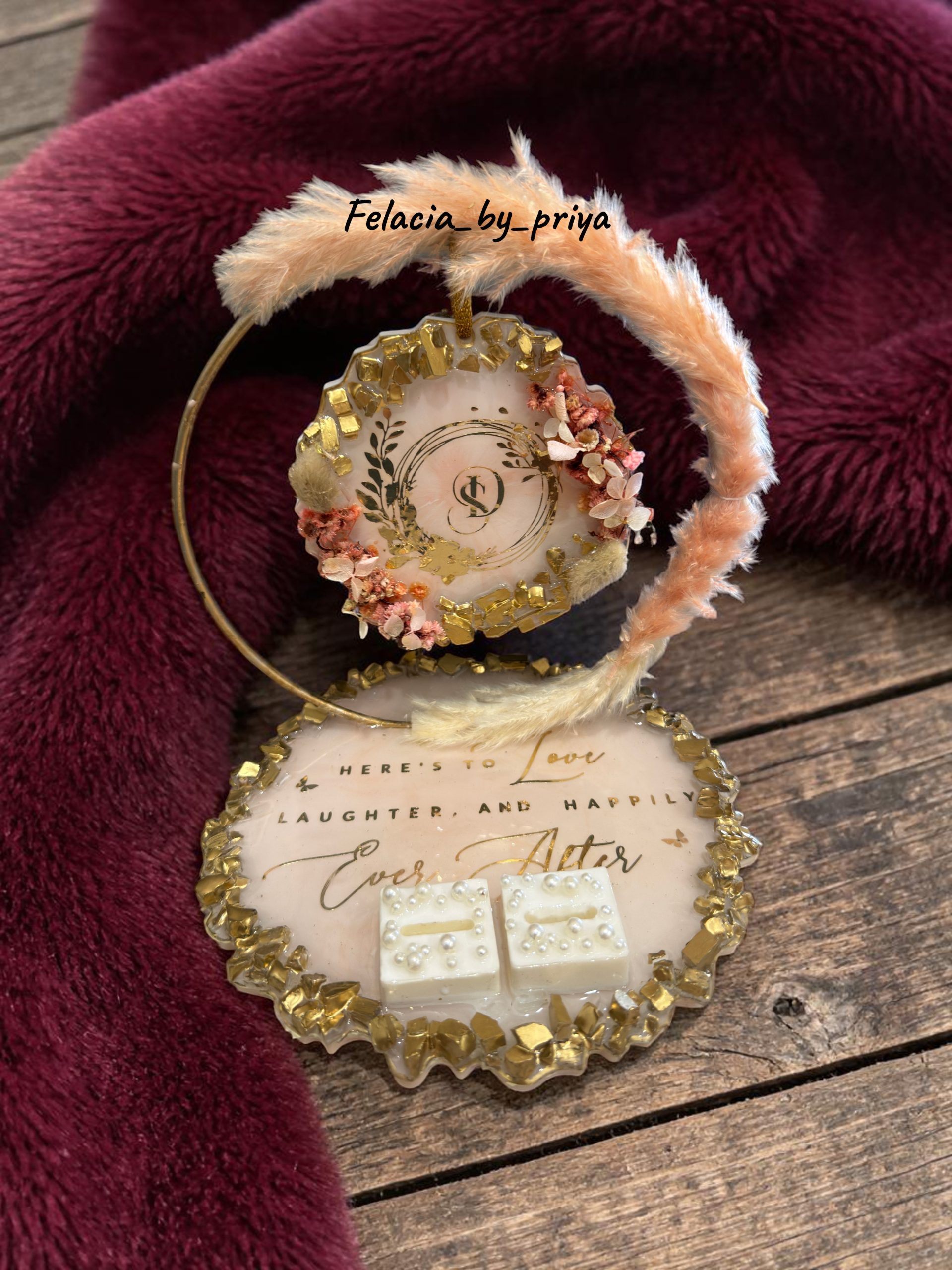 Handcrafted Resin Engagement Platter (8") 2 Handcrafted Resin Engagement Platter