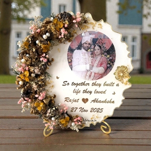 Handcrafted Resin Varmala Frame – Preserve Your Sacred Wedding Garland (12")